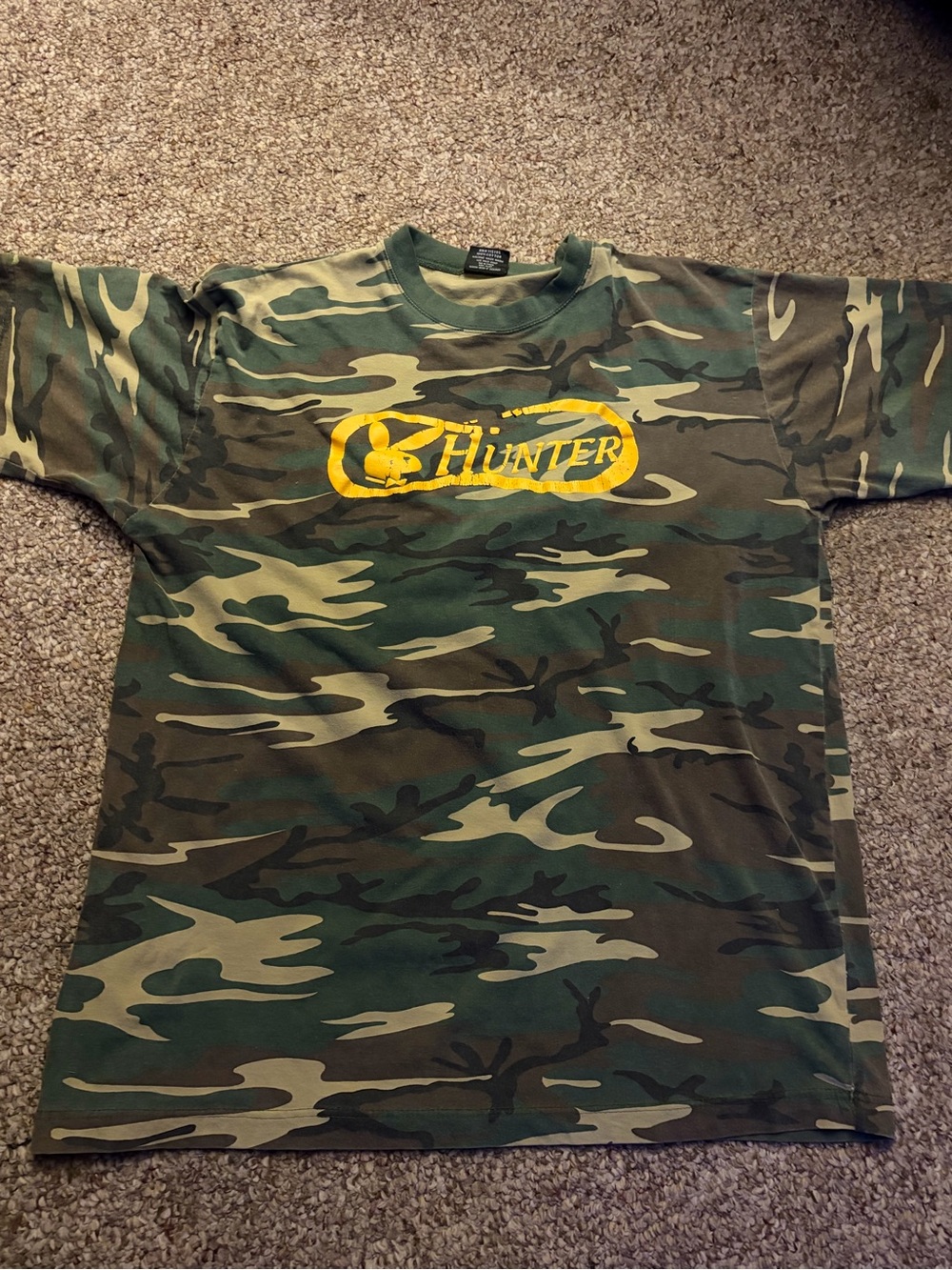 Hunter Men’s Camo Short Sleeve Tee with Yellow Logo